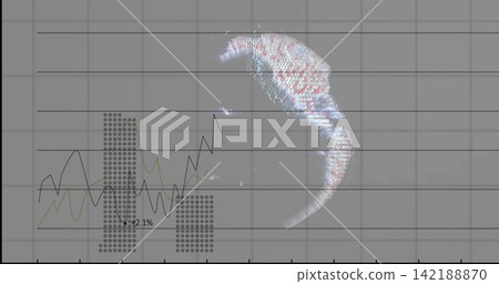 Displaying hologram leading right on gray grid, dotted bars, black or olive lines, +2 Displaying hologram leading right on gray grid, dotted bars, black or olive lines, +2 142188870