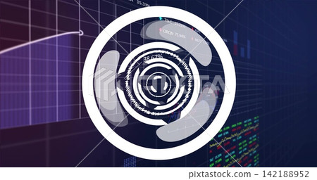 Vertical video: Receiving incoming data, dashboard animating ringed circle with waveform and labels Vertical video: Receiving incoming data, dashboard animating ringed circle with waveform and labels 142188952