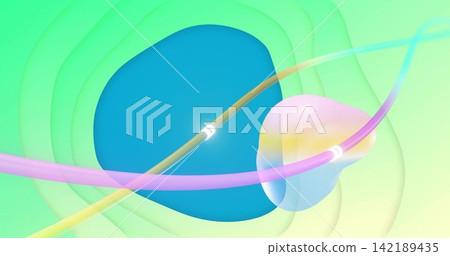 Floating large blue shape sitting left of center on digital canvas, showing rod, orb, ripple bands Floating large blue shape sitting left of center on digital canvas, showing rod, orb, ripple bands 142189435