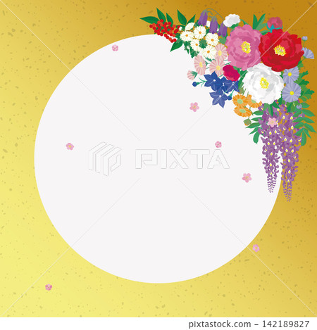 Traditional Japanese seasonal flowers. Japanese-style vector background material. Traditional Japanese seasonal flowers. Japanese-style vector background material. 142189827