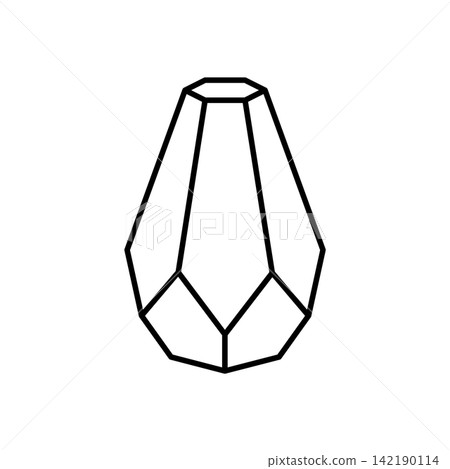 Minimalist line art icon of a modern geometric faceted ceramic vase. Minimalist line art icon of a modern geometric faceted ceramic vase. 142190114