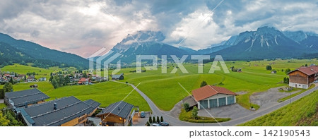 Zugspitze panorama from Lermoos in Tyrol Austria 142190543