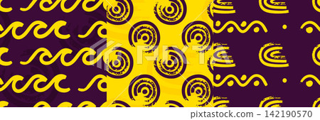 Brush Arc Seamless Patterns in Yellow and Purple Brush Arc Seamless Patterns in Yellow and Purple 142190570