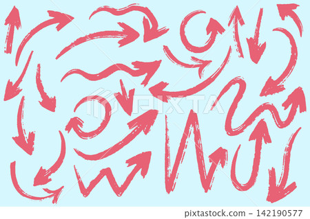 Brush Stroke Arrows Include Curved Arcs and Wavy Direction Symbols Brush Stroke Arrows Include Curved Arcs and Wavy Direction Symbols 142190577