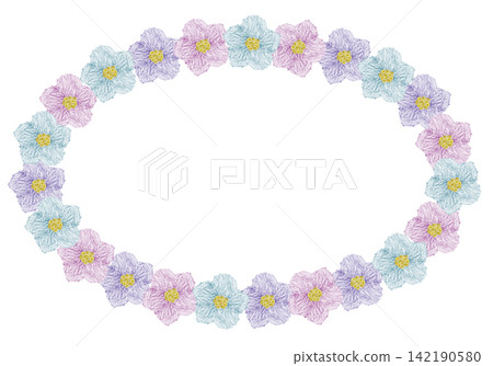 【花卉圓形畫框】手工刺繡插畫材料 142190580