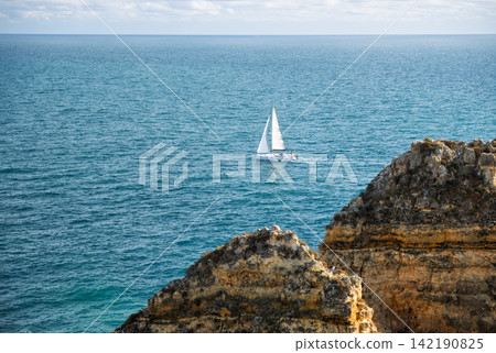 Top sight of scenic Ponte da Piedade sea stacks and cliffs in Lagos, Algarv 058 Top sight of scenic Ponte da Piedade sea stacks and cliffs in Lagos, Algarv 058 142190825