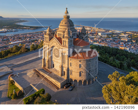 Santa Luzia sanctuary aerial sunrise in Viana do Castelo 142190896
