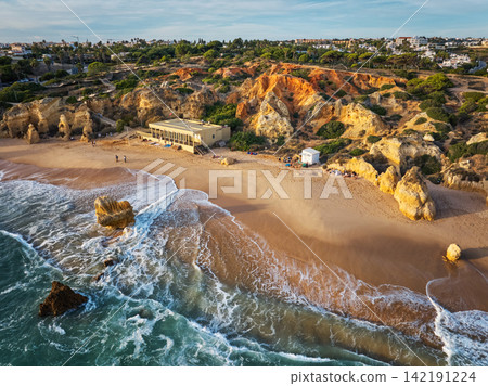 Aerial View of Algarve Waves and Sand Aerial View of Algarve Waves and Sand 142191224