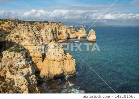 Top picture of majestic Ponte da Piedade sea stacks with yacht in Lagos, Al 041 Top picture of majestic Ponte da Piedade sea stacks with yacht in Lagos, Al 041 142191565