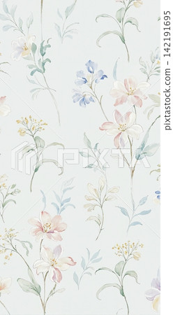 Large bundle of impressionist watercolor floral and landscape seamless pattern swatches 142191695