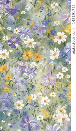 Large bundle of impressionist watercolor floral and landscape seamless pattern swatches Large bundle of impressionist watercolor floral and landscape seamless pattern swatches 142191732