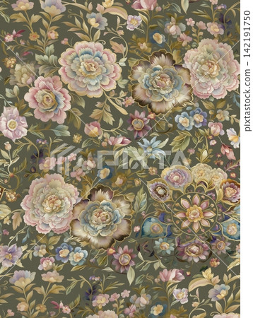 Large bundle of impressionist watercolor floral and landscape seamless pattern swatches Large bundle of impressionist watercolor floral and landscape seamless pattern swatches 142191750