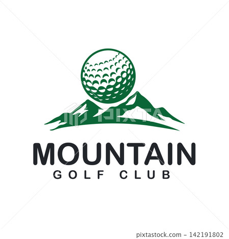 Clean Golf Ball with Mountain Range Logo for Golf Resort and Eco Tourism Clean Golf Ball with Mountain Range Logo for Golf Resort and Eco Tourism 142191802