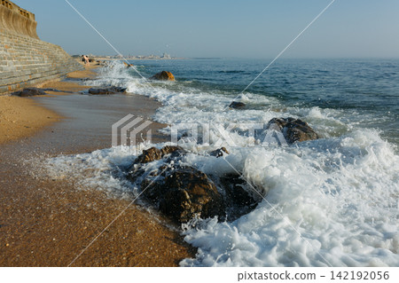 Foz do Douro Coastline in Porto, Portugal with Atlantic Waves Breaking Over Rocks Foz do Douro Coastline in Porto, Portugal with Atlantic Waves Breaking Over Rocks 142192056