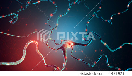 Neuron cell with electrical pulses Neuron cell with electrical pulses 142192333