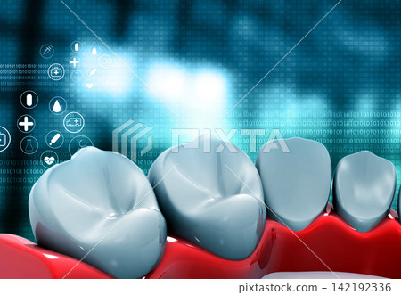 Human teeth on medical background Human teeth on medical background 142192336