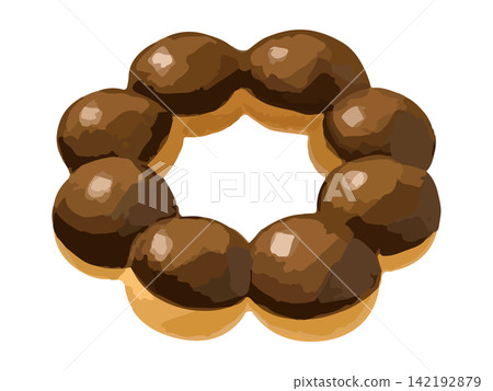 Chocolate-flavored mochi donut Chocolate-flavored mochi donut 142192879
