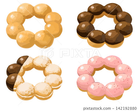 Mochi Donut Set (Plain, Chocolate, Strawberry, Cream & Chocolate) Mochi Donut Set (Plain, Chocolate, Strawberry, Cream & Chocolate) 142192880