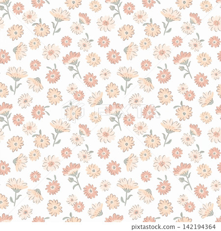 Large set of soft pastel baby floral and cute nursery seamless pattern swatches 142194364