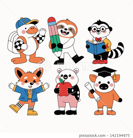 These illustrations are part of a Back to School animal clipart collection 142194975