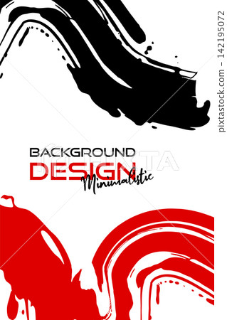 Black red ink brush stroke on white background. Japanese style. Vector illustration grunge stains. Brushes illustration. 142195072