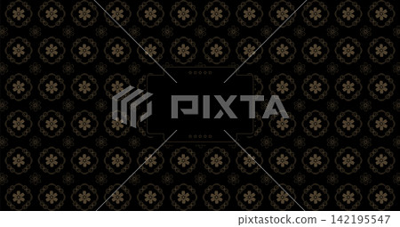 Geometric design with a traditional gold pattern on a black background Geometric design with a traditional gold pattern on a black background 142195547