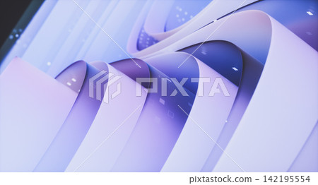 3d Abstract technology background with futuristic flowing wavy glass layered on black background. 142195554