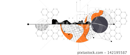 Abstract high technology and science background with geometric elements Abstract high technology and science background with geometric elements 142195587