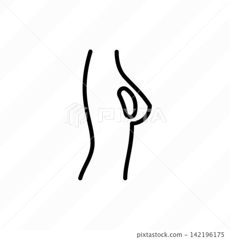 Breast implant thin line icon. Plastic surgery. Vector illustration. Breast implant thin line icon. Plastic surgery. Vector illustration. 142196175