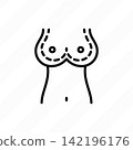 Mastopexy thin line icon. Breast size correction. Plastic surgery. Vector illustration. 142196176