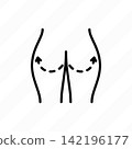 Buttock lift thin line icon, body correction. Plastic surgery. Vector illustration. 142196177