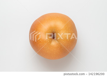 A single Hosui pear photographed from directly above against a white background. A single Hosui pear photographed from directly above against a white background. 142196200
