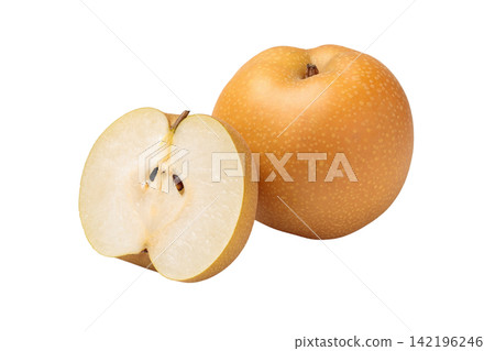 PNG image of a cut-out Hosui pear and a cross-section of a pear cut in half. PNG image of a cut-out Hosui pear and a cross-section of a pear cut in half. 142196246