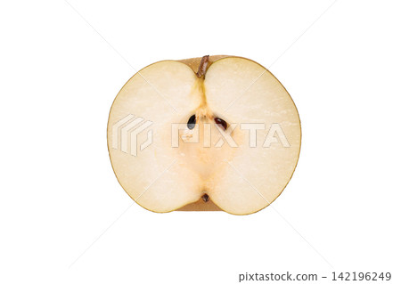PNG image of a cut-out cross-section of a Hosui pear, photographed from directly above. PNG image of a cut-out cross-section of a Hosui pear, photographed from directly above. 142196249