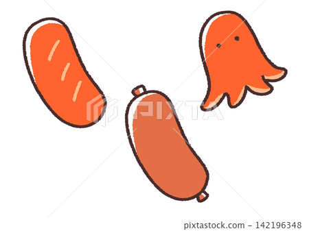 一組簡單的香腸插圖。 142196348