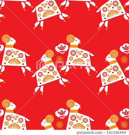 Happy Chinese New Year 2027, Zodiac sign, lunar new year of the Goat Border seamless pattern Vector template zodiac symbol animal mascot icon illustration Happy Chinese New Year 2027, Zodiac sign, lunar new year of the Goat Border seamless pattern Vector template zodiac symbol animal mascot icon illustration 142196444