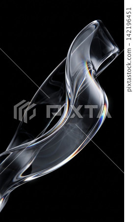 Premium 3D render of a flowing liquid glass ribbon with rainbow light dispersion on a black background for high end tech and OLED wallpapers Premium 3D render of a flowing liquid glass ribbon with rainbow light dispersion on a black background for high end tech and OLED wallpapers 142196451