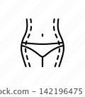 Abdominoplasty thin line icon, body correction. Plastic surgery. Vector illustration. 142196475