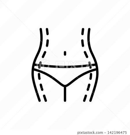 Abdominoplasty thin line icon, body correction. Plastic surgery. Vector illustration. Abdominoplasty thin line icon, body correction. Plastic surgery. Vector illustration. 142196475