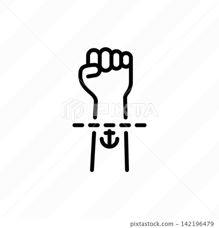 Removal tattoo from wrist thin line icon. Cosmetology procedure. Vector illustration. 142196479