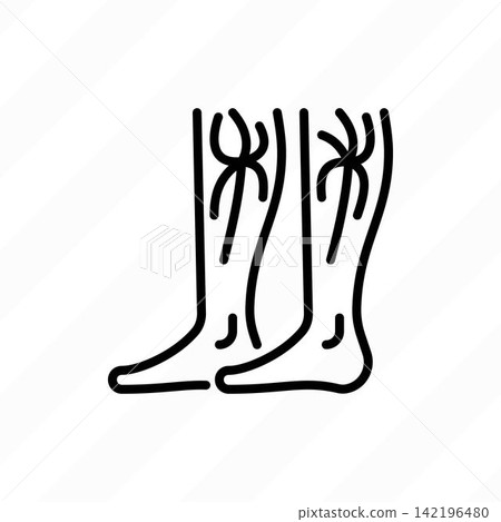 Varicose vein treatment thin line icon. Plastic surgery. Vector illustration. Varicose vein treatment thin line icon. Plastic surgery. Vector illustration. 142196480