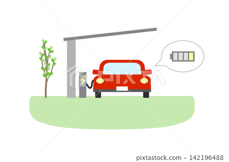 電動車在車棚充電 電動車在車棚充電 142196488