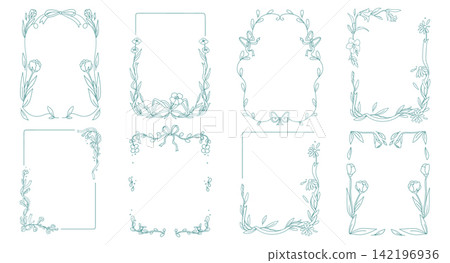 Vintage coquette frame with flowers and ribbon bow Vintage coquette frame with flowers and ribbon bow 142196936