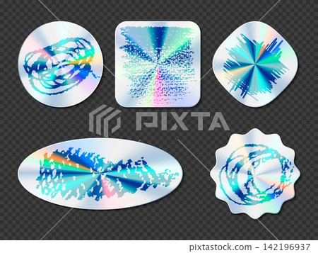 Holographic scratch card on transparent background 142196937