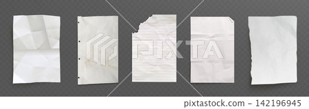 Realistic white paper sheets with folded texture Realistic white paper sheets with folded texture 142196945