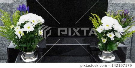 白色菊花,佛教花卉,擺放在墳墓上,在墳墓前,祭掃墳墓,秋分,盂蘭盆節(佛教節日)。 白色菊花,佛教花卉,擺放在墳墓上,在墳墓前,祭掃墳墓,秋分,盂蘭盆節(佛教節日)。 142197179