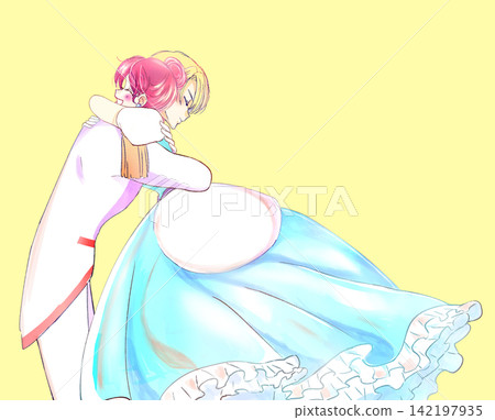 Prince and princess embracing Prince and princess embracing 142197935