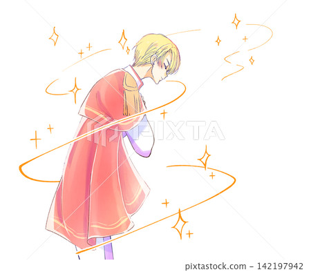A bowing prince, a cape, magic. A bowing prince, a cape, magic. 142197942