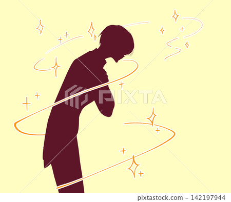 A bowing prince, magic, silhouette A bowing prince, magic, silhouette 142197944