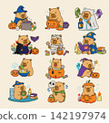 Cute Capybara Halloween Activities Character Collection, Witch, Pumpkin, Ghost, Vampire and Mummy 142197974